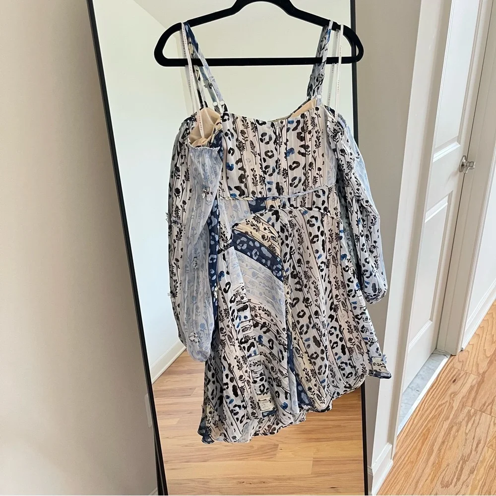 NWT Foxiedox Blue Aura 3D Floral Printed Mini Dress, Size XS - Picture 3 of 6